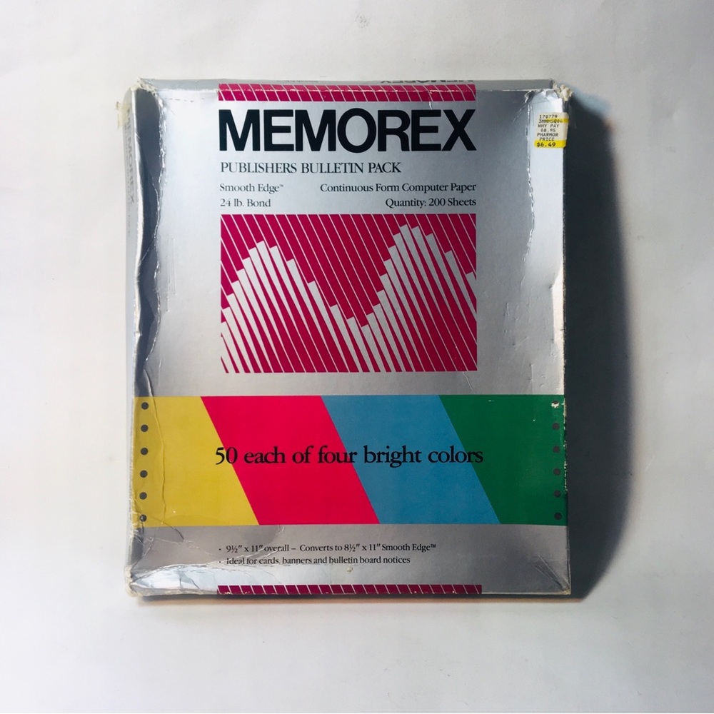 Memorex Publishers Bulletin Pack Continuous Form Computer Paper Dot Matrix Color